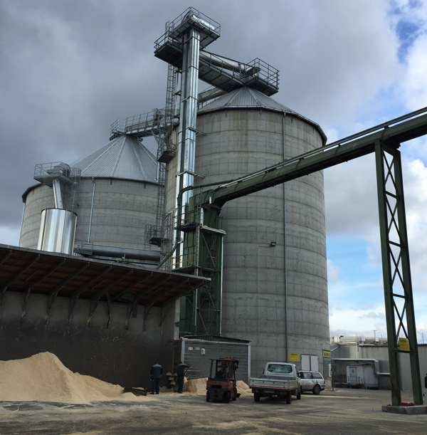 wood pellets housed in silos for storage